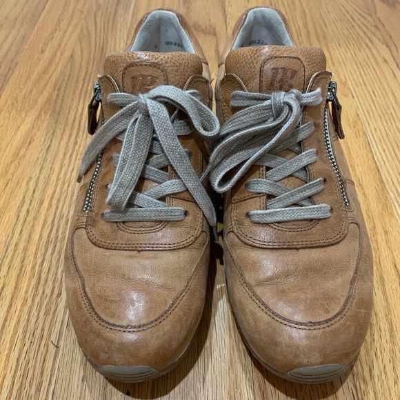 Paul Green Cage leather Sneakers Tan cognac zip lace up Sz 8.5 UK 6 Judy - Picture 3 of 16